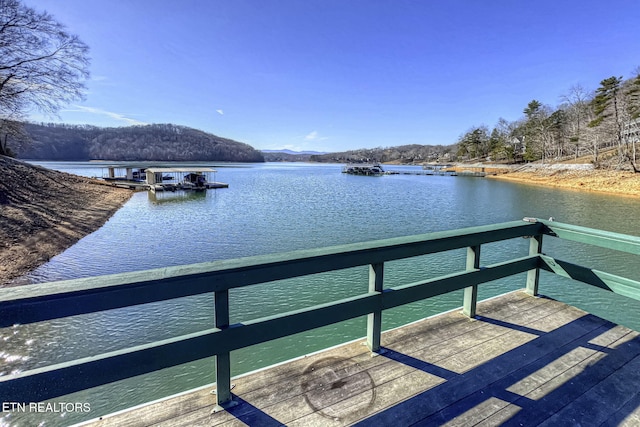 dock area featuring a water view