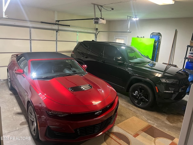 garage with a garage door opener