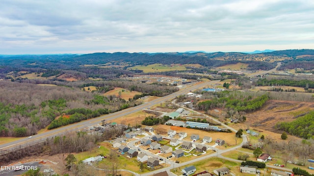 drone / aerial view with a mountain view