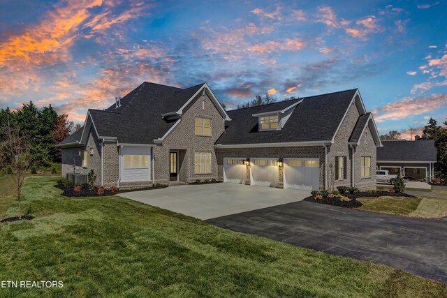 11707 Grigsby Chapel Rd, Knoxville, TN 37934 - traditional-style home featuring brick siding, driveway, cooling unit, and a yard