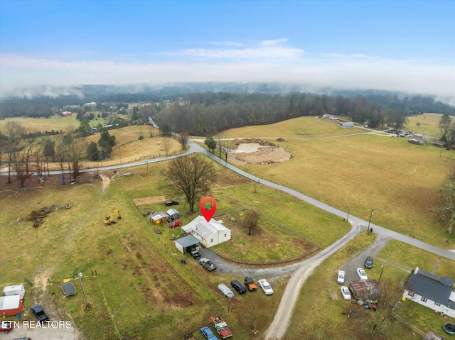 bird's eye view with a rural view