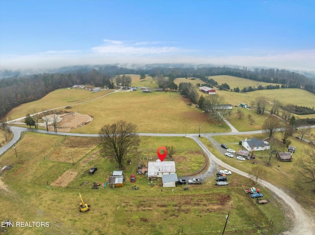 drone / aerial view with a rural view