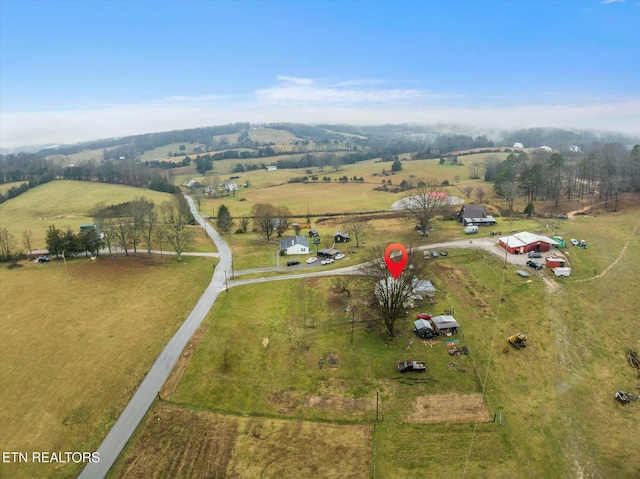 drone / aerial view featuring a rural view