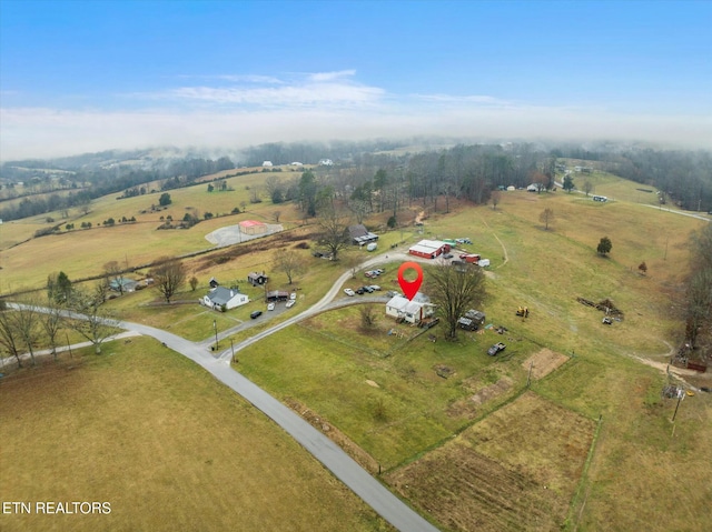 bird's eye view with a rural view