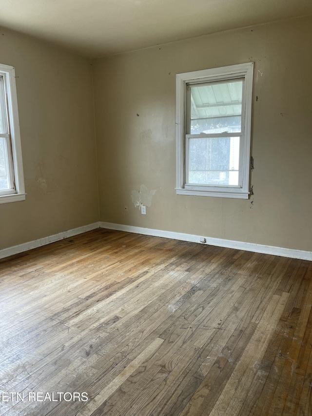 empty room with light wood-type flooring and a healthy amount of sunlight