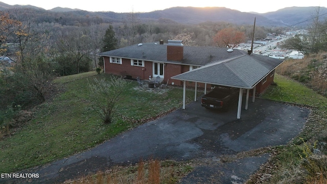 exterior space with a mountain view