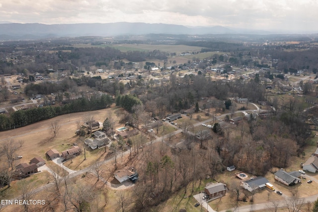 drone / aerial view with a mountain view