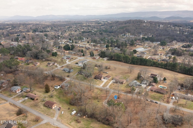 birds eye view of property with a mountain view