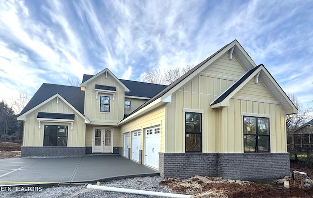 view of front facade featuring french doors