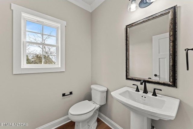 bathroom featuring hardwood / wood-style floors, sink, and toilet