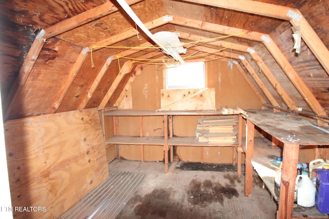 view of unfinished attic