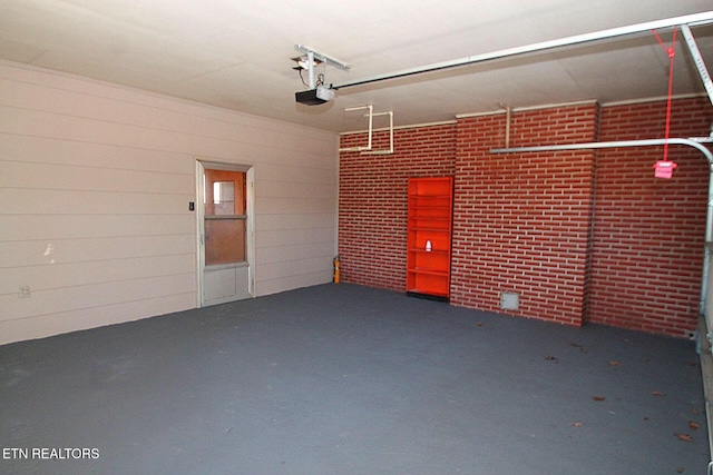 garage with a garage door opener