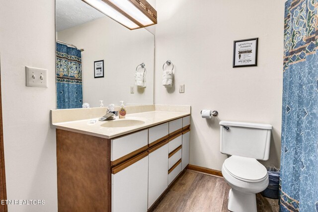 1130 Ski View Dr, Gatlinburg, TN 37738 - full bath featuring baseboards, toilet, wood finished floors, a textured ceiling, and vanity