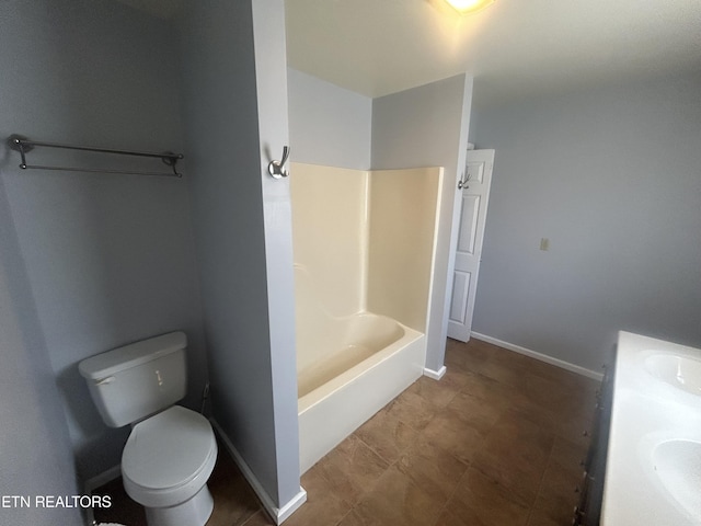 full bathroom featuring vanity, shower / bathing tub combination, and toilet