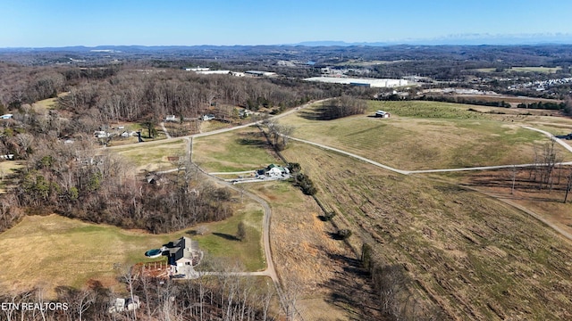 aerial view with a rural view