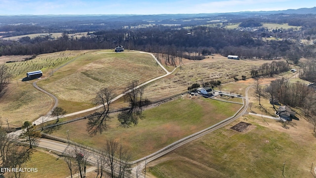 drone / aerial view with a rural view