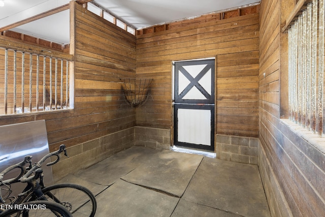 interior space with wood walls