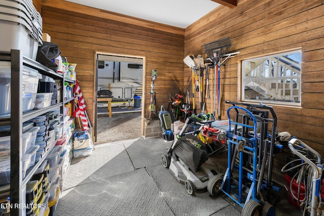 interior space with wood walls