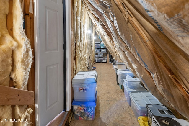 view of unfinished attic