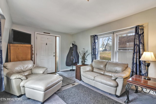 living room with carpet floors