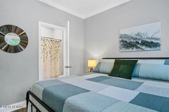 bedroom with ornamental molding