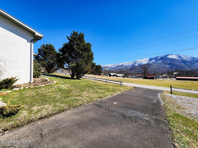 view of yard with a mountain view
