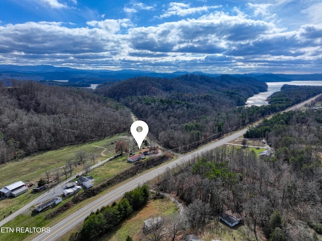 bird's eye view with a mountain view