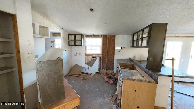 kitchen with a textured ceiling