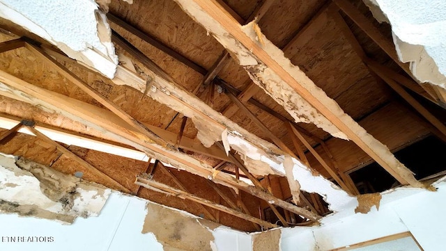 view of unfinished attic