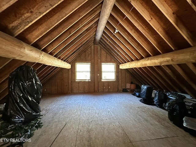 view of unfinished attic