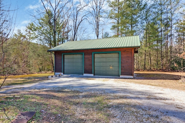 view of detached garage