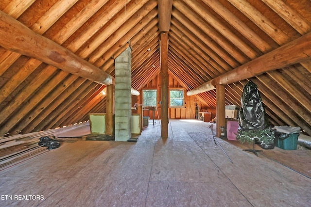 view of unfinished attic