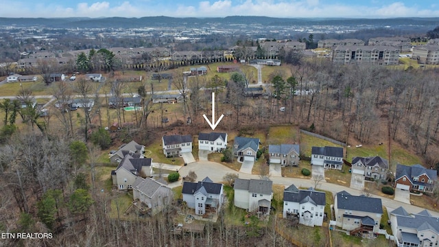 bird's eye view featuring a mountain view