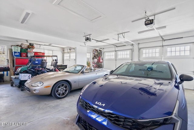 garage with a garage door opener