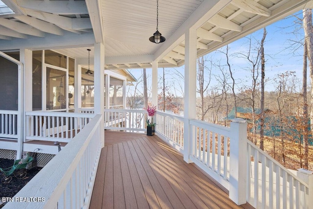 deck featuring a sunroom