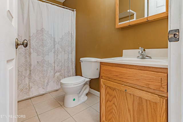 bathroom with tile patterned flooring, vanity, and toilet