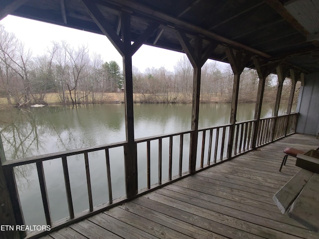 dock area featuring a water view