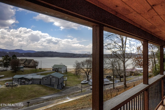 exterior space featuring a mountain view