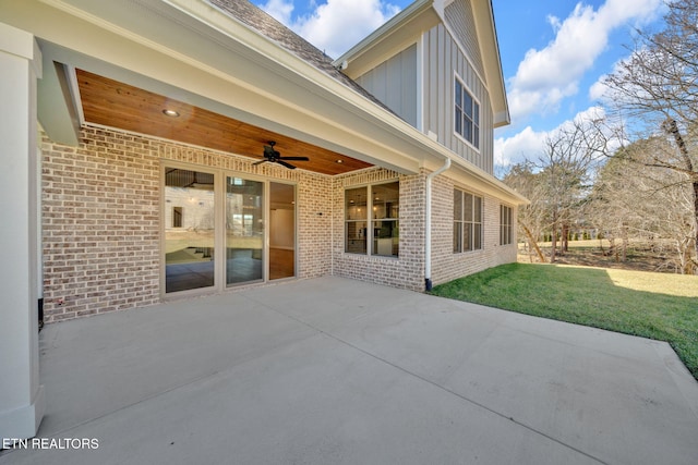 view of patio / terrace with a ceiling fan