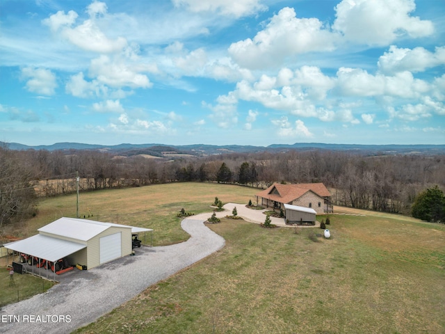 drone / aerial view with a mountain view