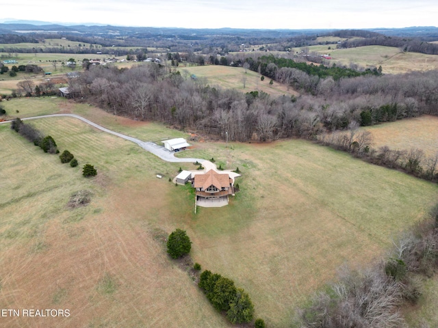 bird's eye view with a rural view