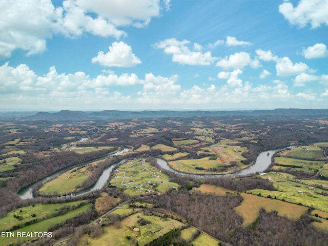 bird's eye view with a mountain view