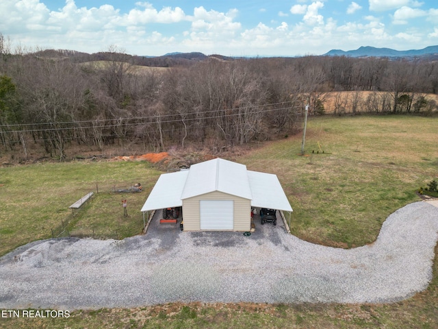 bird's eye view with a mountain view