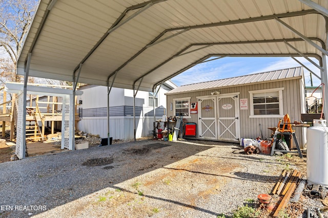 exterior space featuring a carport