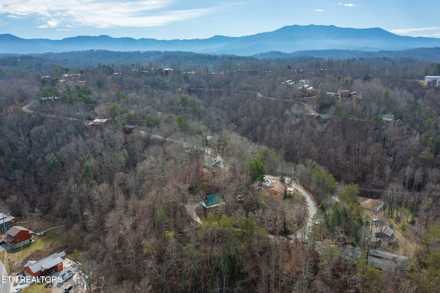 drone / aerial view with a mountain view