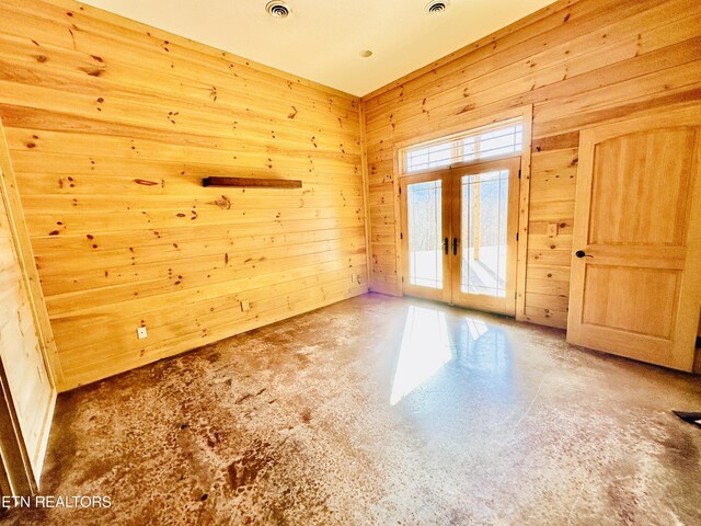 617 Cheyenne Dr, Jamestown, TN 38556 - unfurnished room with french doors and wooden walls