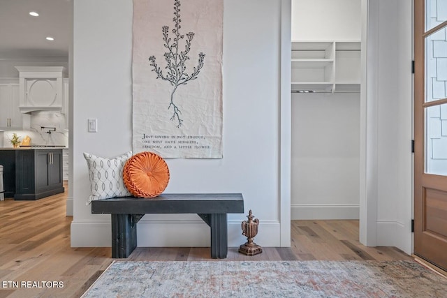 mudroom with light wood-type flooring