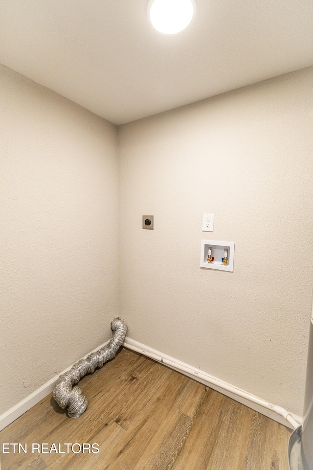 laundry room featuring hardwood / wood-style flooring, hookup for a washing machine, and hookup for an electric dryer