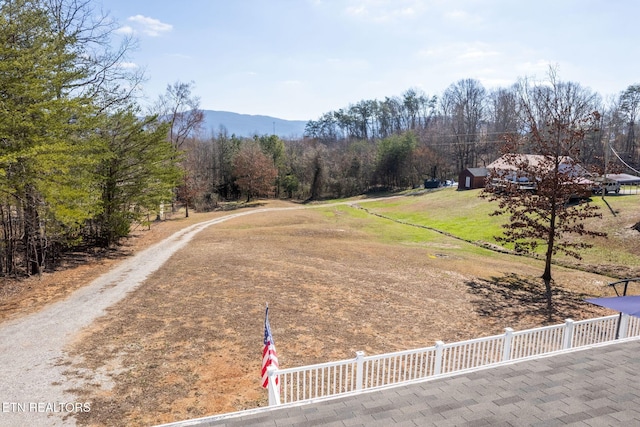 exterior space featuring a mountain view