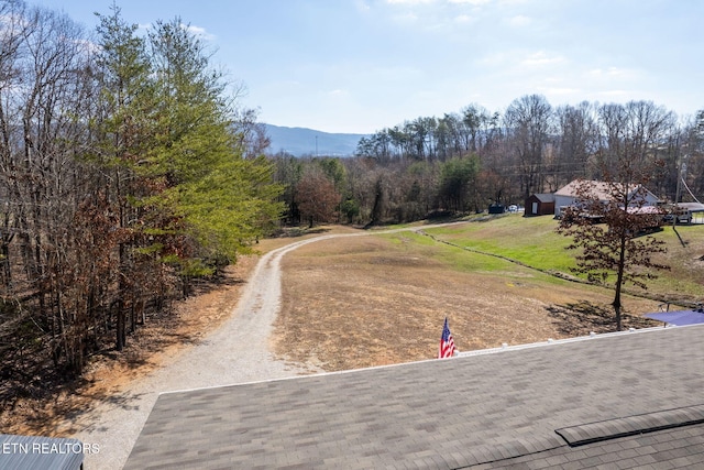 view of road with a mountain view